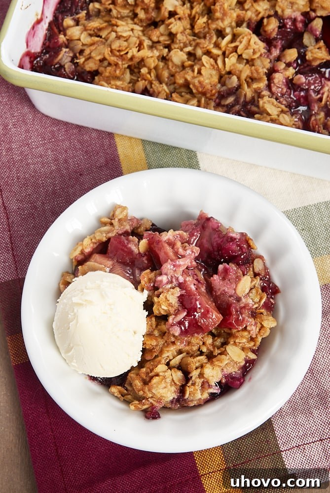 A vibrant Summer Fruit Crisp, showcasing a medley of seasonal fruits under a crispy topping.