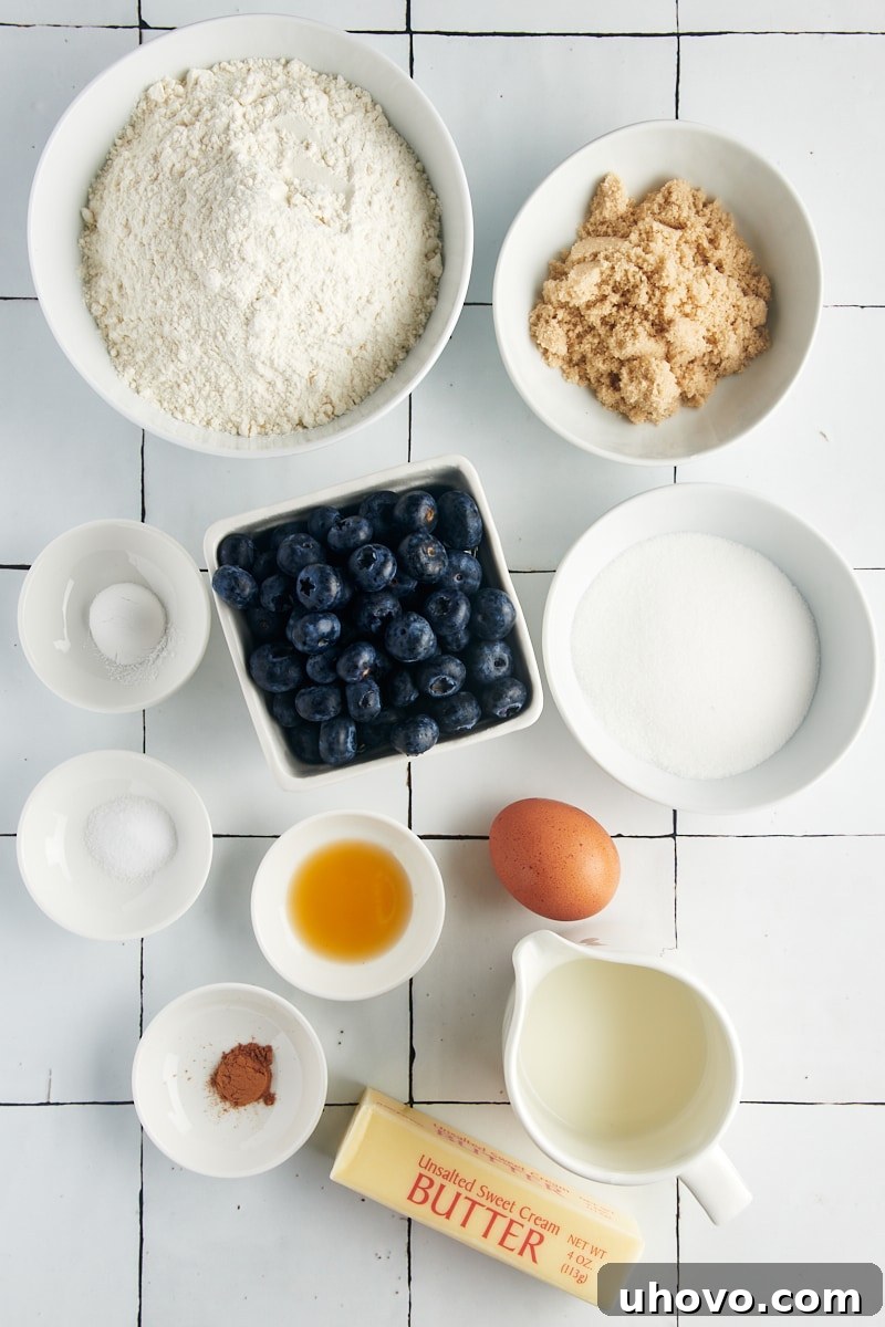 Ingredients for blueberry bread.