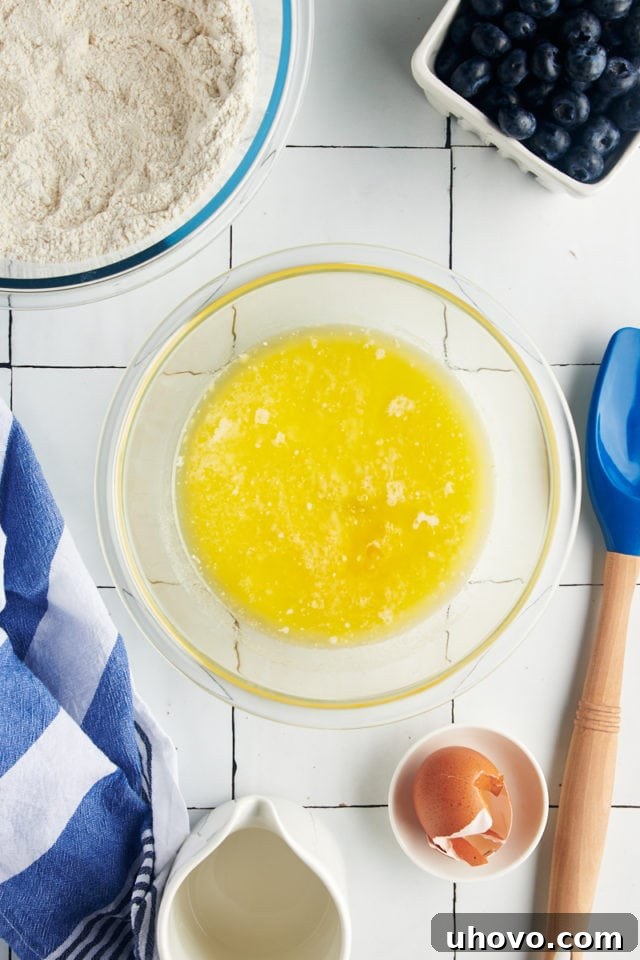 Butter, egg, milk, and vanilla mixed together.