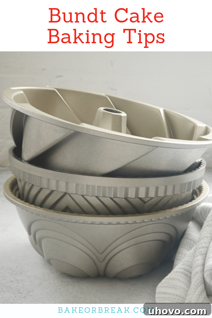 Stack of decorative Bundt pans, symbolizing perfect Bundt cake baking