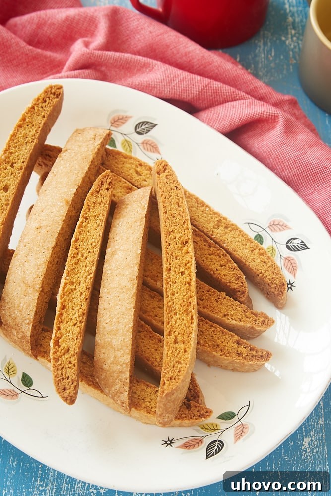 Easy Vanilla Biscotti served on a plate, ready for dunking