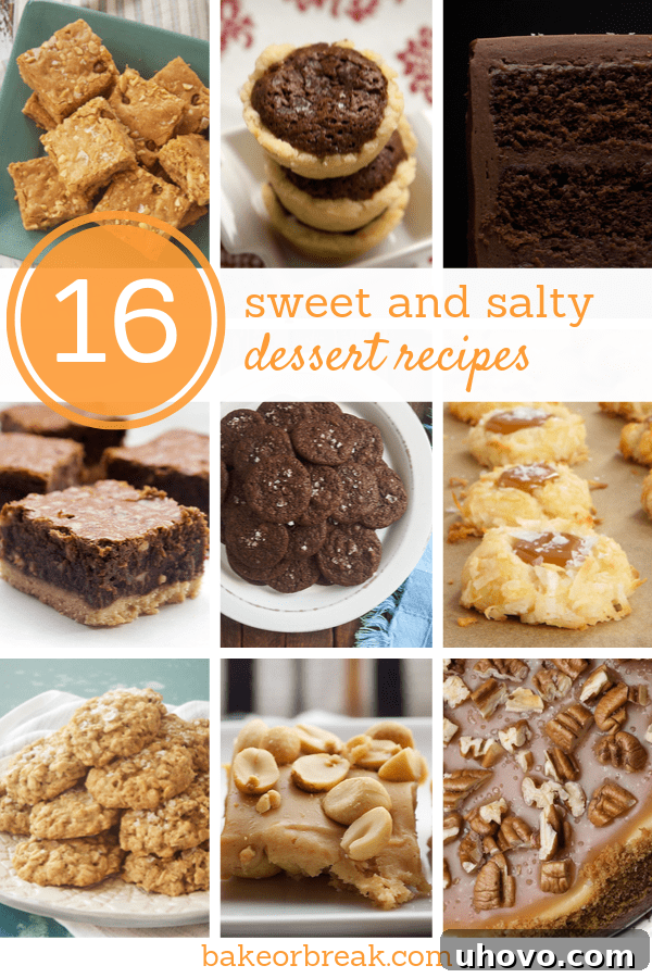A delectable collection of sweet and salty dessert recipes, showcasing various baked goods with contrasting flavors