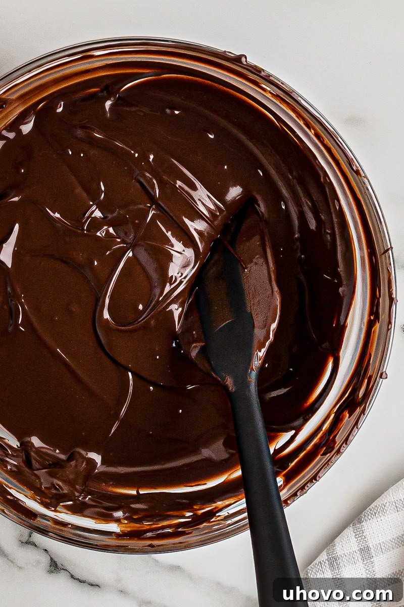 melted chocolate in a glass mixing bowl