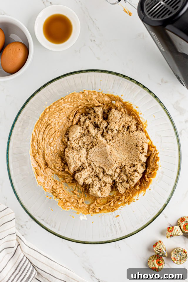 Brown sugar added to butter and peanut butter