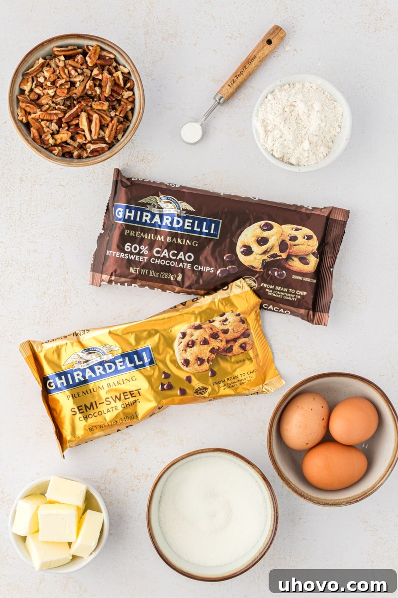An overhead shot showcasing the essential ingredients for making these delectable double chocolate cookies, neatly laid out.