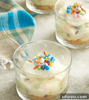 Celebration No-Bake Cheesecakes served in small glasses, vibrant and ready to enjoy.