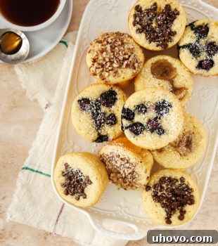 overhead view of Pancake Muffins on a white tray