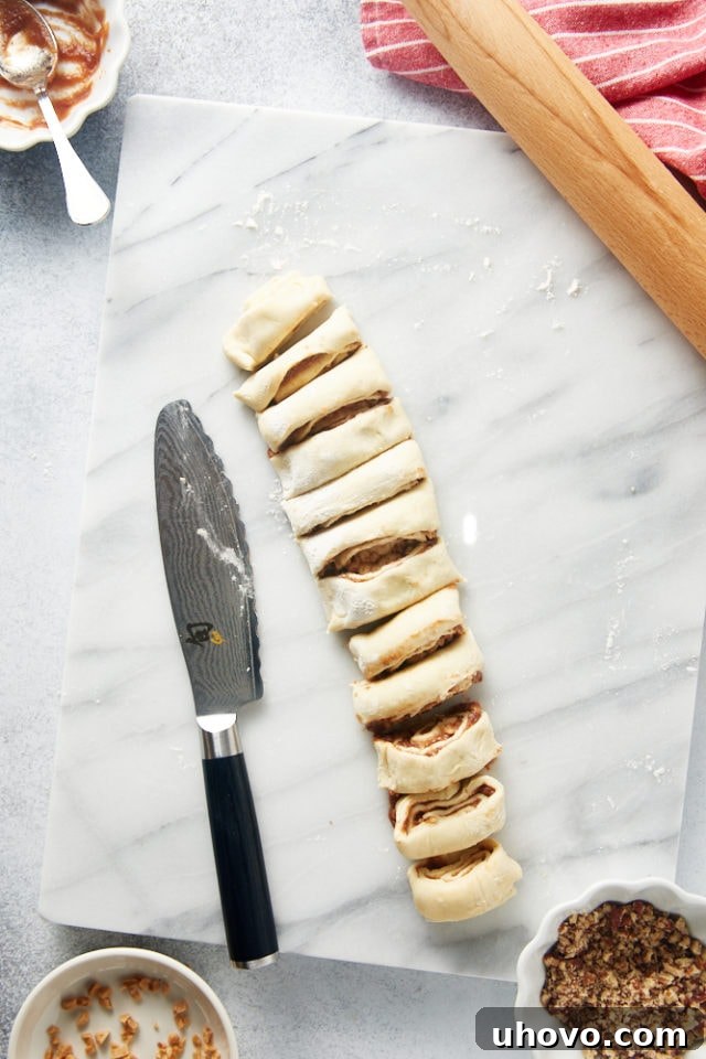 overhead view of sliced Apple Butter Pinwheels