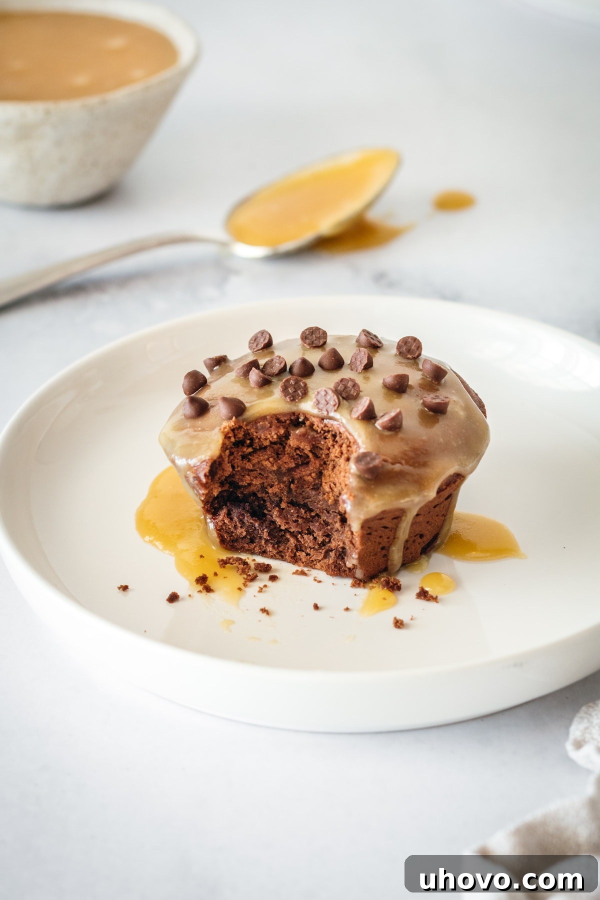 Mini chocolate pound cake topped with butterscotch and chocolate chips