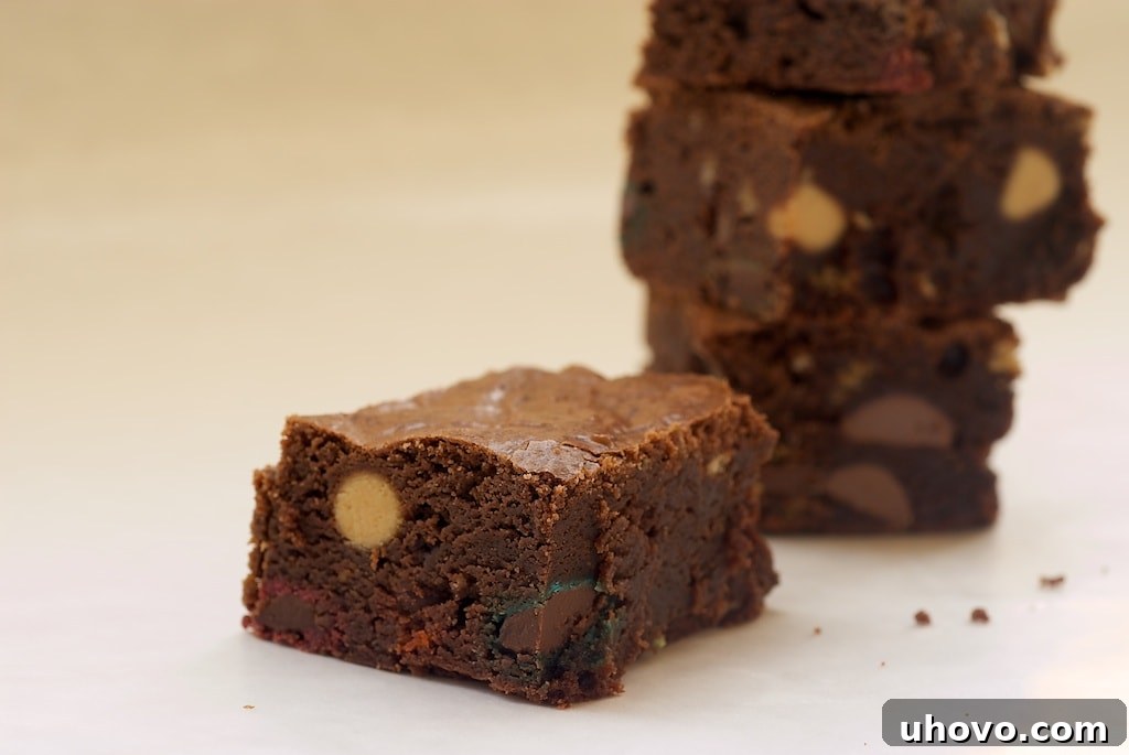 Monster Brownies have a little bit of everything good packed inside them! You can easily change these up depending on your tastes. - Bake or Break