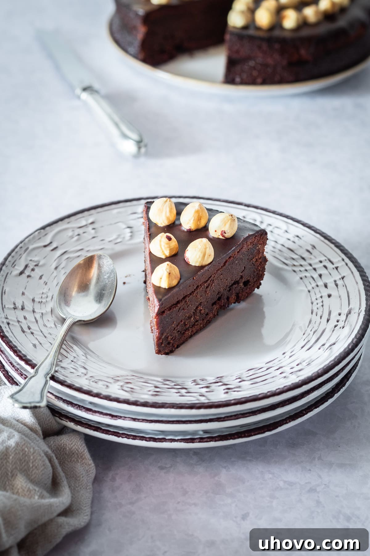 small slice of chocolate hazelnut cake