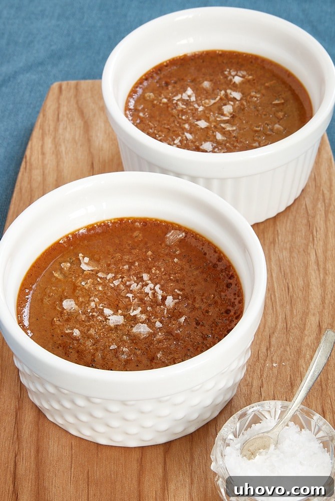 Elegant Salted Caramel Pots de Creme, surprisingly easy to make.