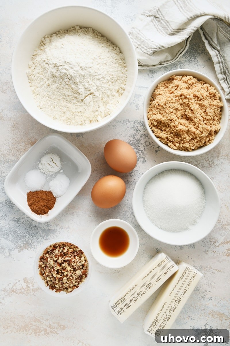 overhead view of ingredients for Brown Butter Cinnamon Cookies