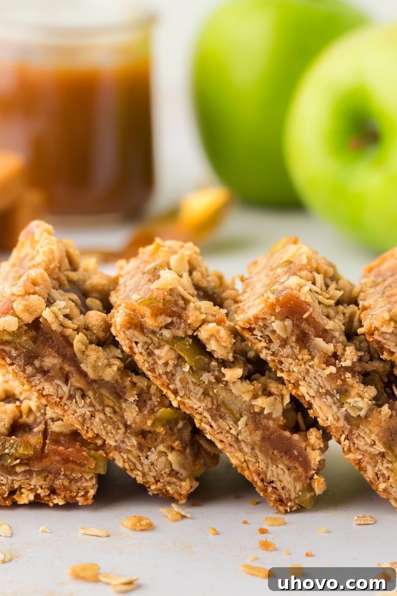 Stack of caramel apple bars