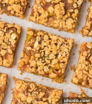 Overhead view of cut caramel apple bars