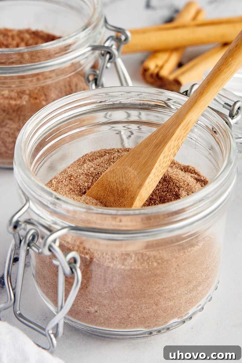 cinnamon sugar in a glass jar