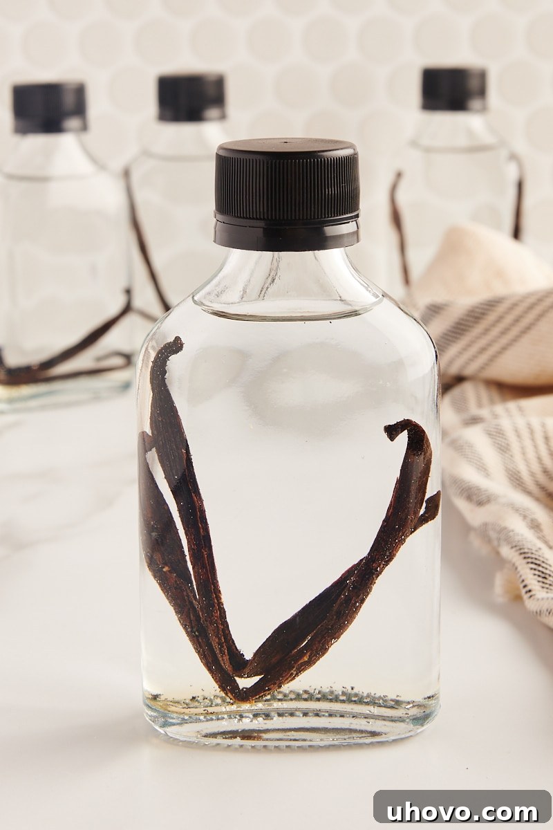 a freshly made bottle of vanilla extract