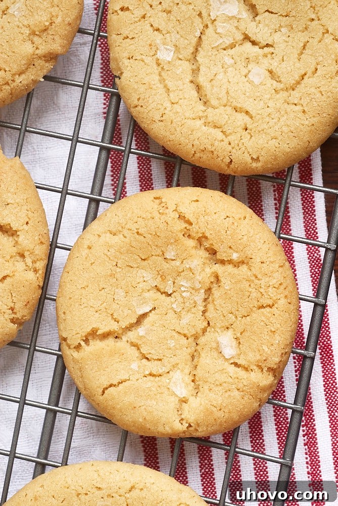 overhead view of Brown Butter Cookies on a wire rack