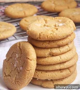 stack of Brown Butter Sugar Cookies on a white plate