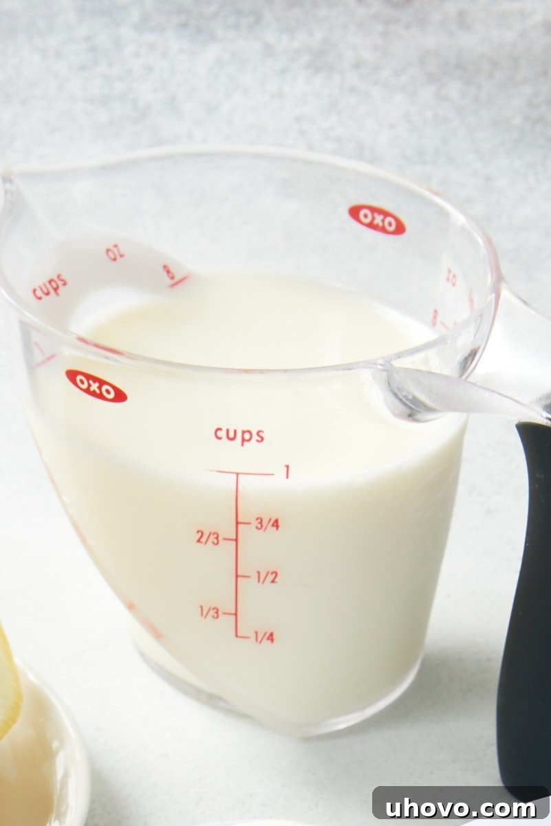 milk measured in a liquid measuring cup