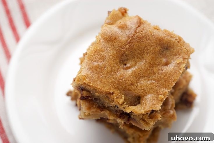 overhead view of Halloween Candy Bar Blondies on a white plate