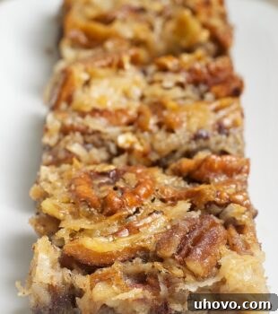 German Chocolate Pecan Pie Bars served on a plate