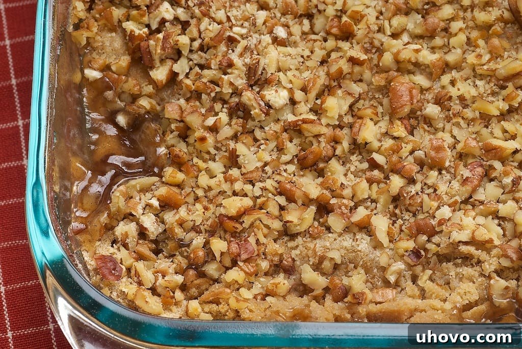 Apple Pecan Cobbler features plenty of sweet, spiced apple pie filling underneath a crunchy, nutty topping. - Bake or Break