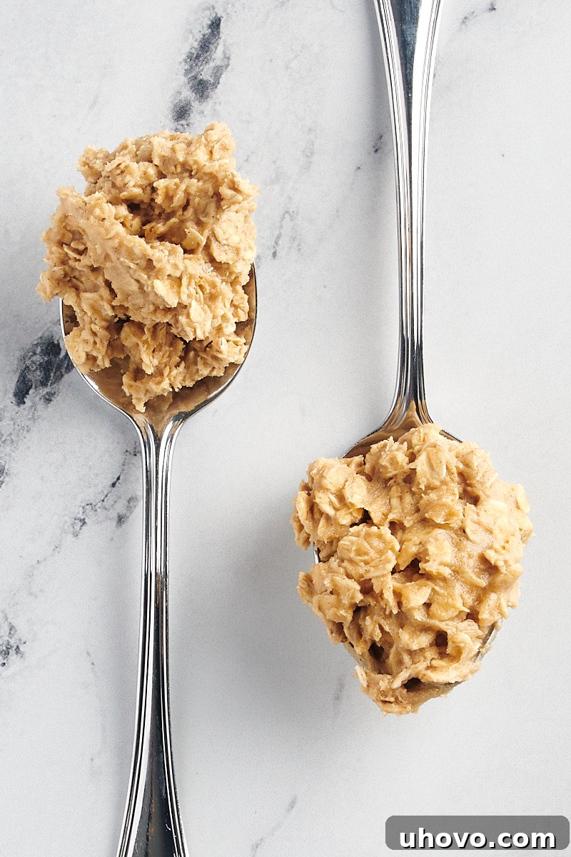 two spoonfuls of oatmeal cookie dough
