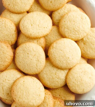 Overhead view of vanilla wafers on serving platter