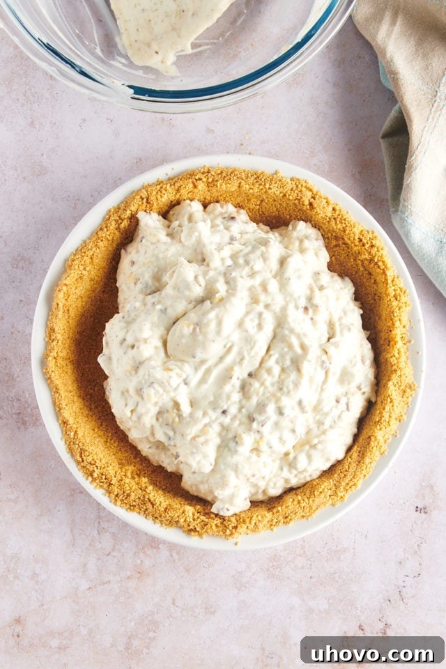 Overhead view of whole millionaire pie before spreading the filling