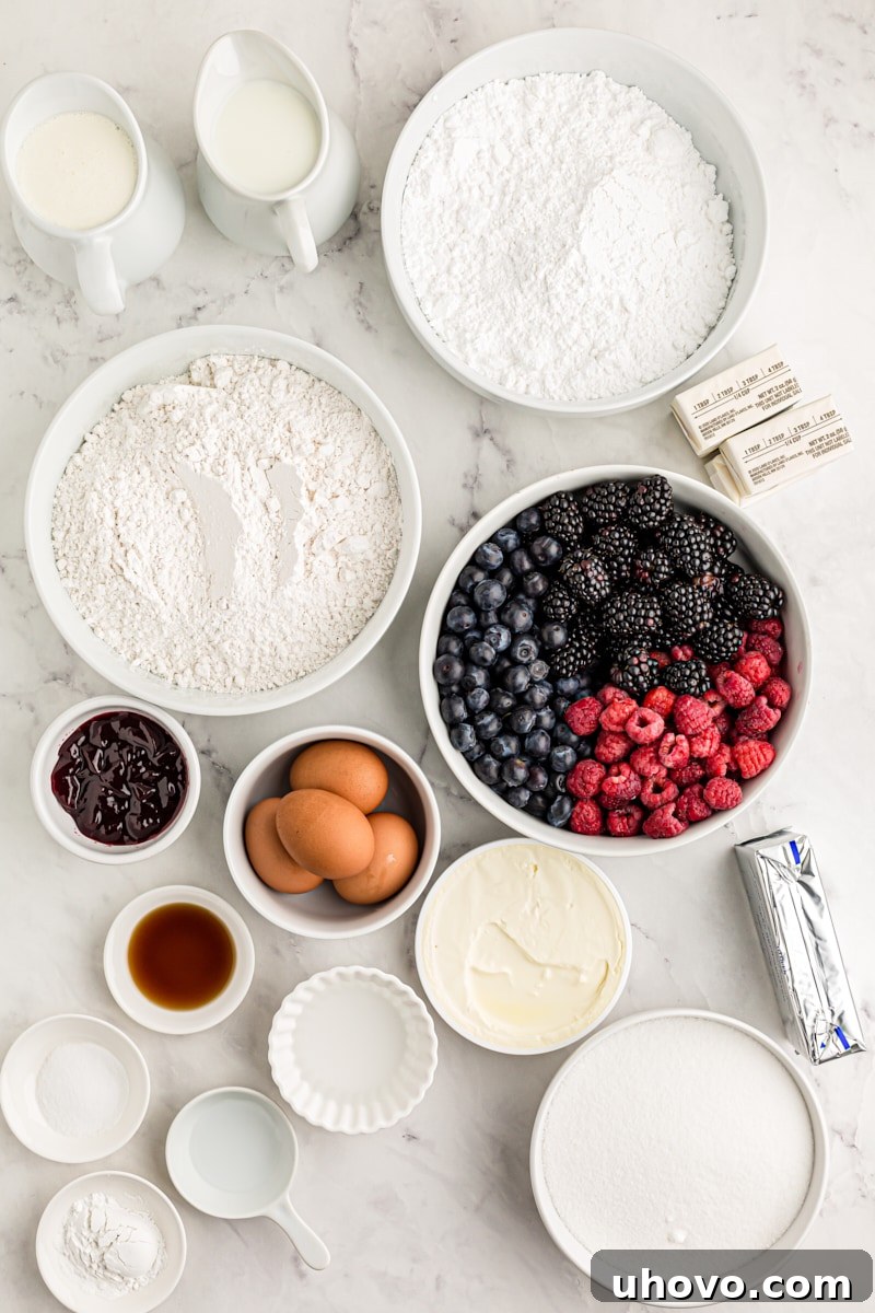 Overhead view of ingredients for chantilly cake