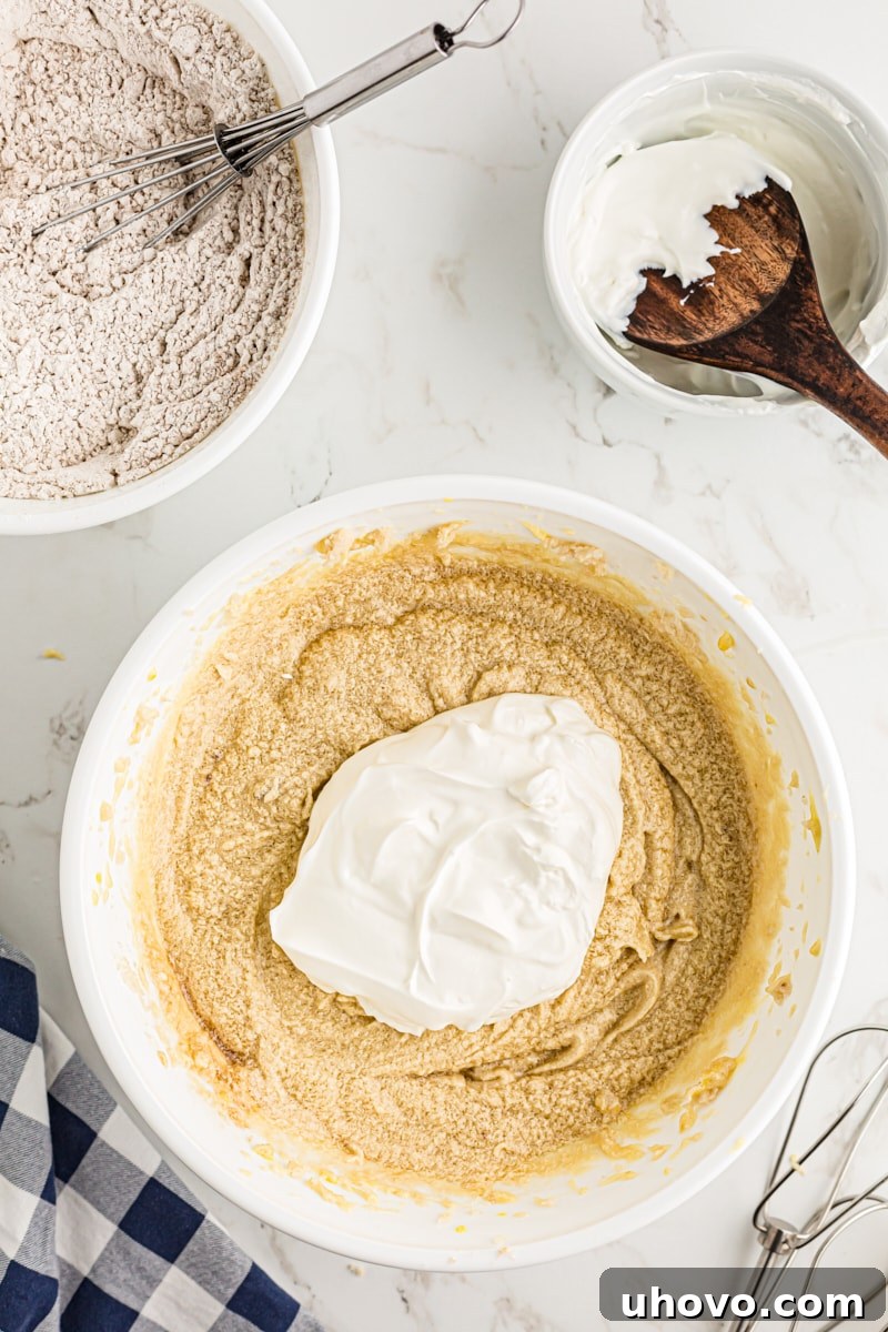 Adding sour cream to the batter