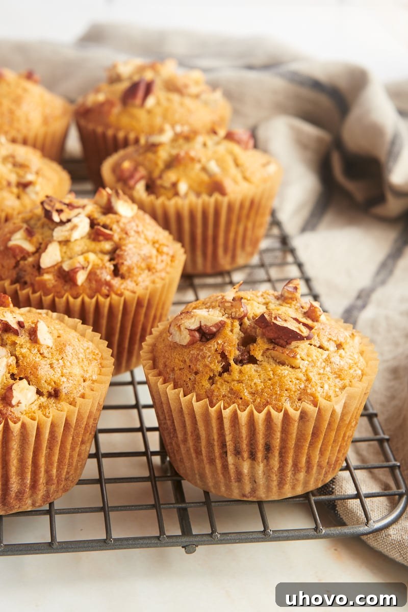 date nut muffins on a wire cooling rack