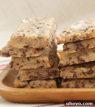Chocolate-Speckled Salted Shortbread is simple to make and so, so good. A must for sweet and salty fans! - Bake or Break
