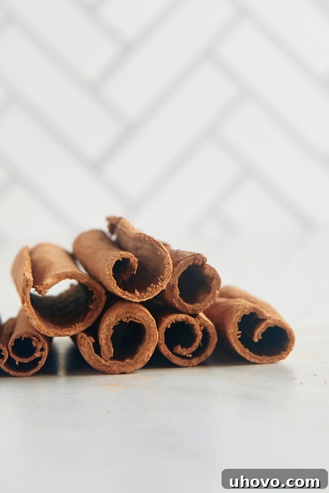 cassia cinnamon sticks on a marble countertop