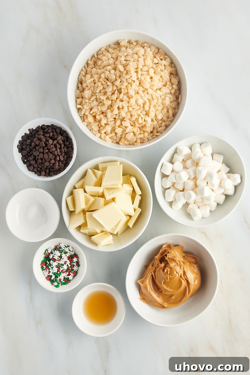 overhead view of ingredients for avalanche cookies