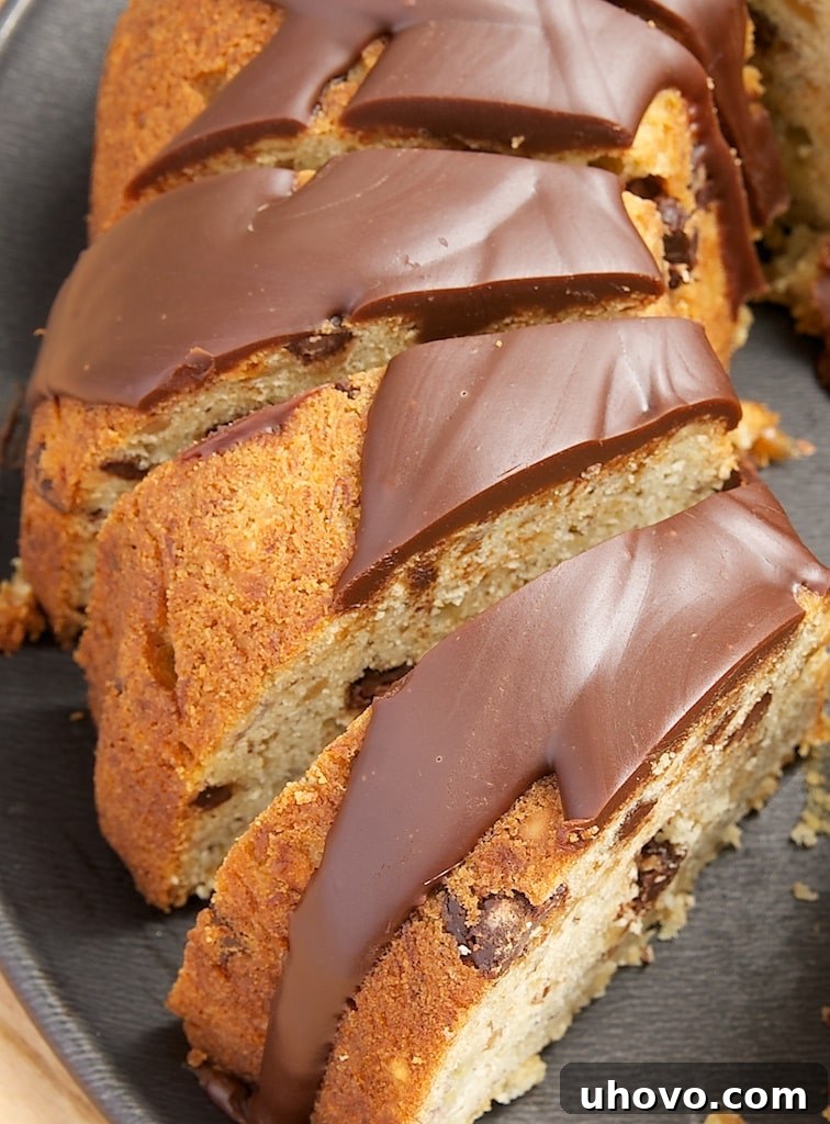 Turn banana bread into dessert with this Banana Bread Bundt Cake topped with a chocolate-peanut butter glaze. - Bake or Break