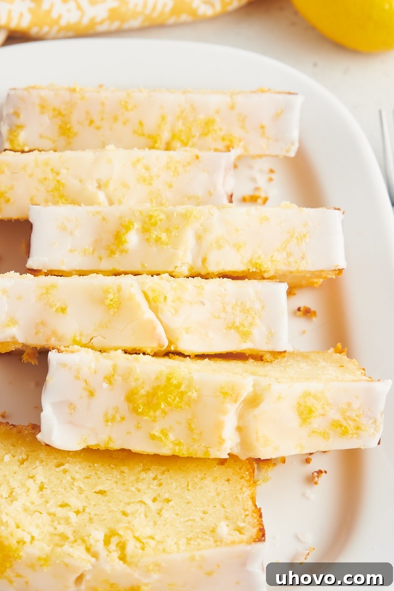 Slices of lemon loaf cake