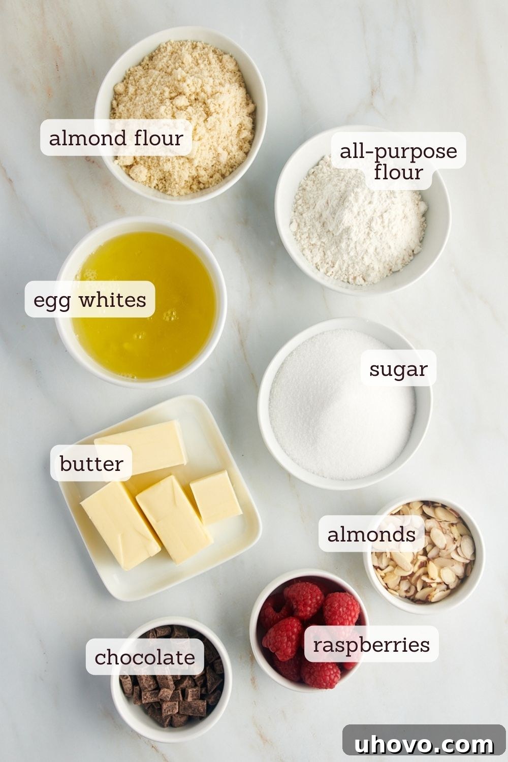 overhead view of ingredients for financiers