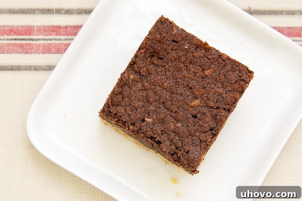 Pecan Shortbread Brownies feature dark, rich brownies on top of a nutty shortbread crust. - Bake or Break