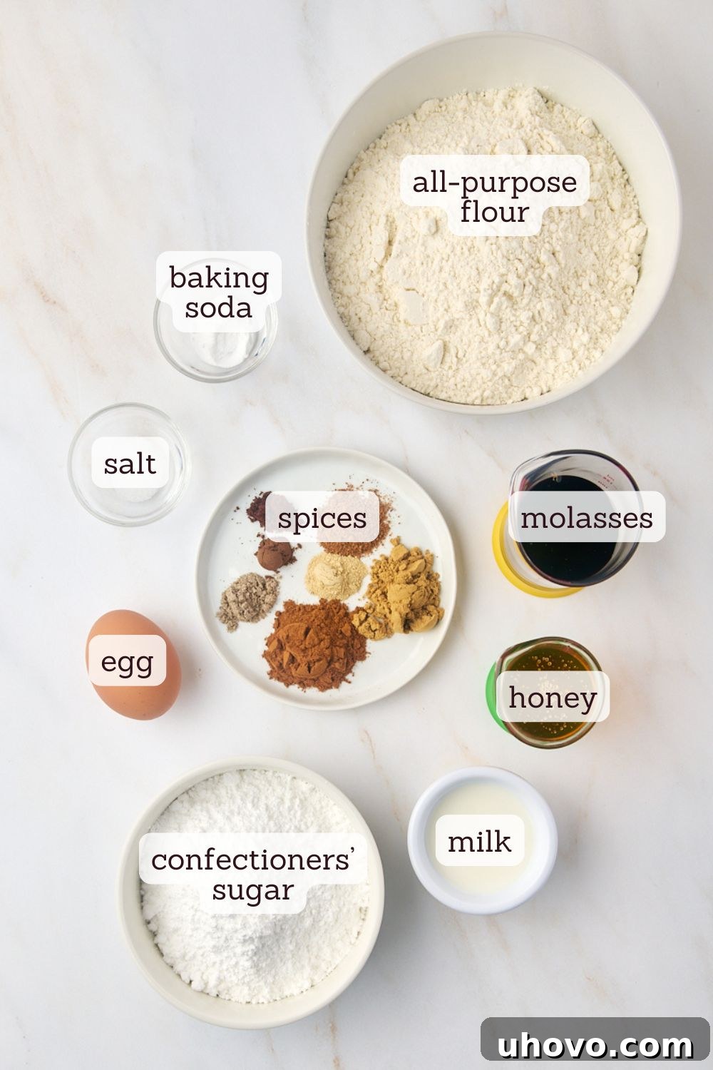 overhead view of ingredients for Pfeffernüsse cookies
