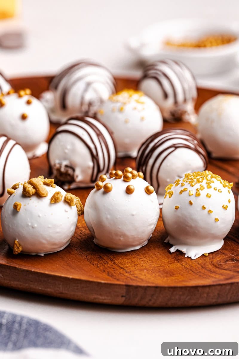 A beautiful display of gingerbread truffles arranged artfully on a rustic wooden platter, ready to be served or gifted.