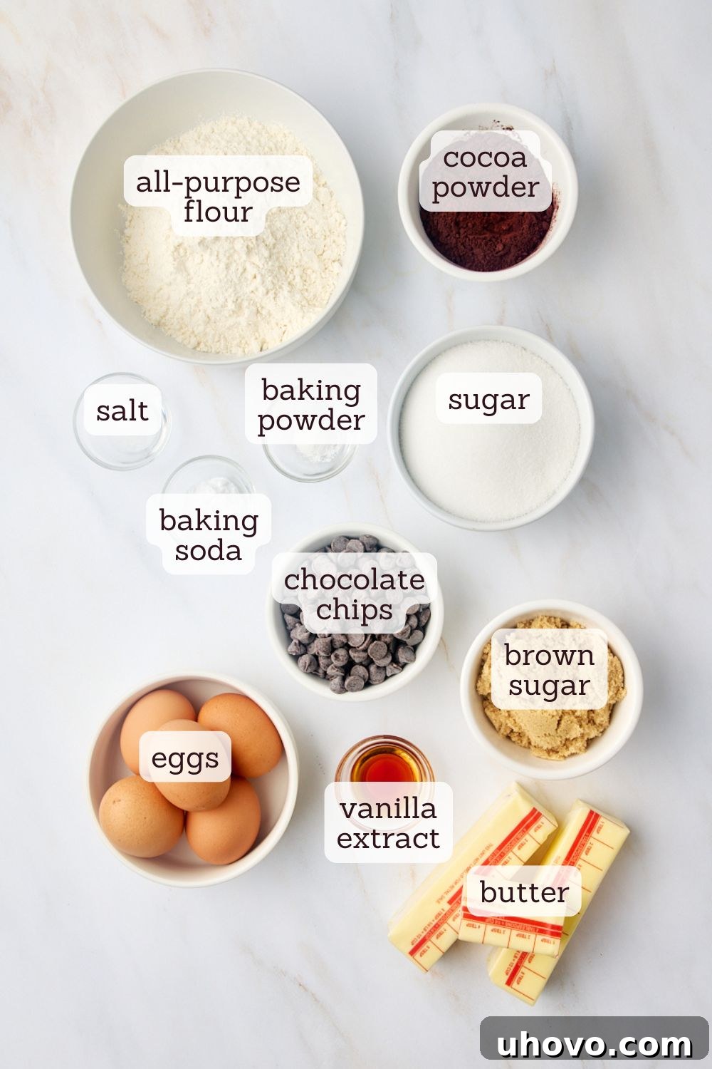 overhead view of ingredients for brookies