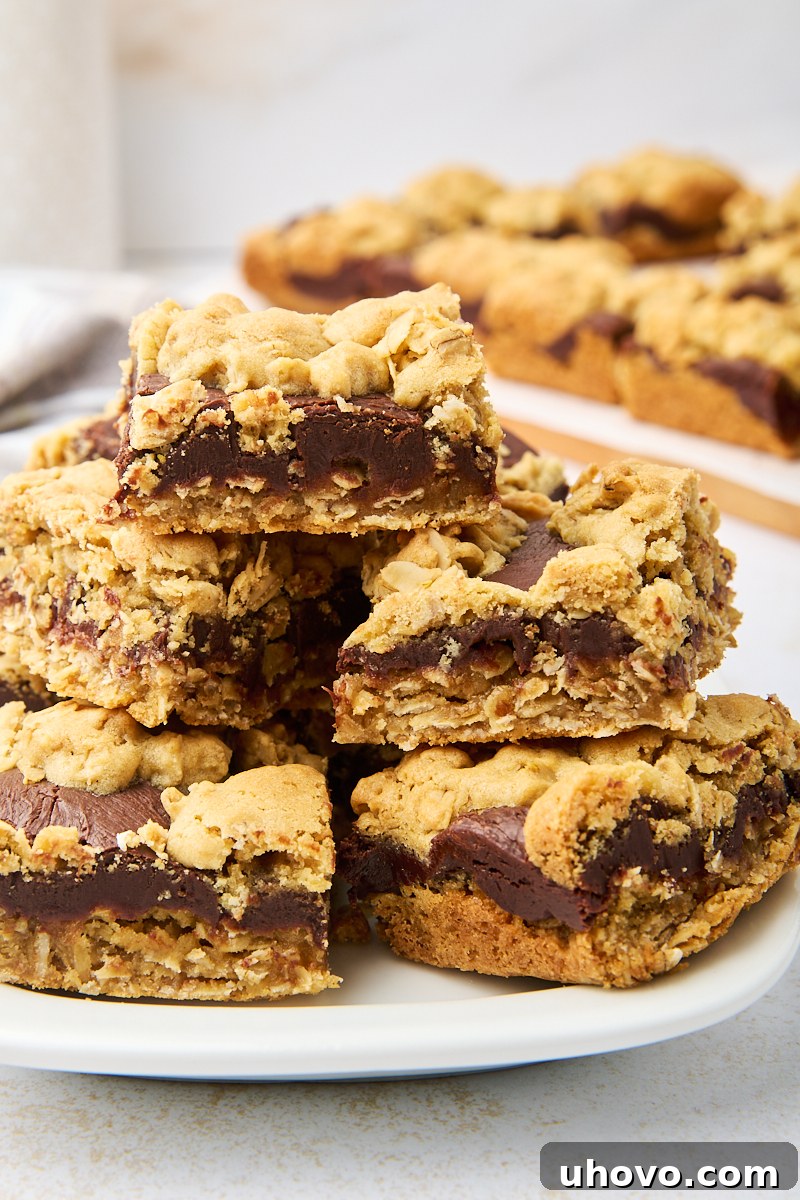 a pile of revel bars on a white plate