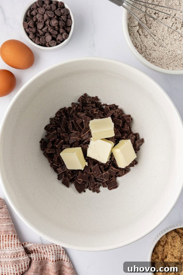 Butter and chocolate in bowl