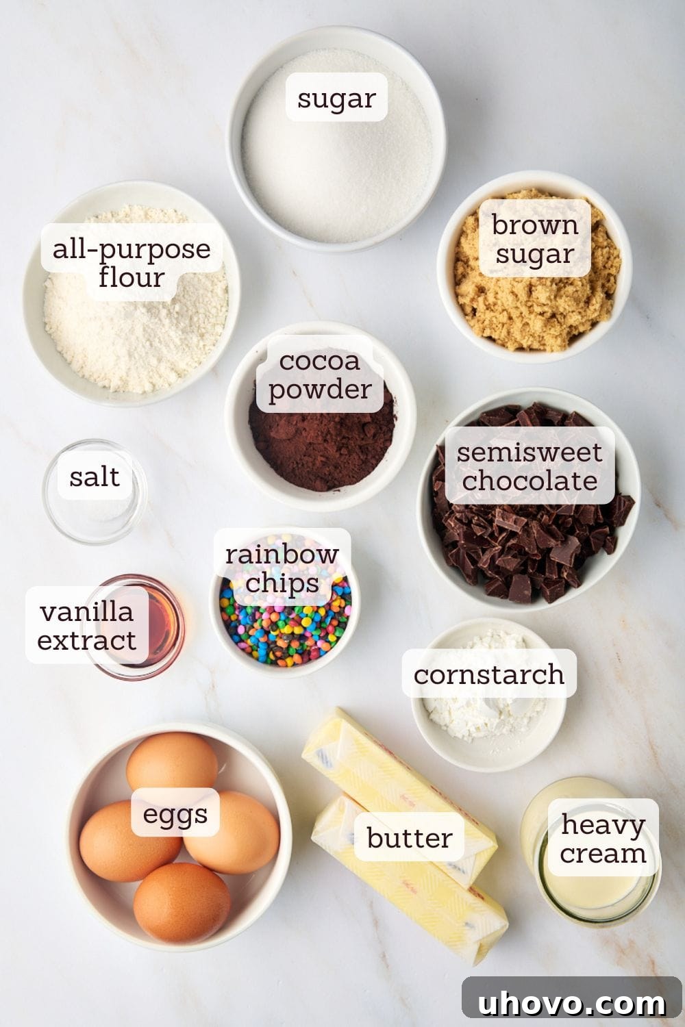 overhead view of ingredients for cosmic brownies