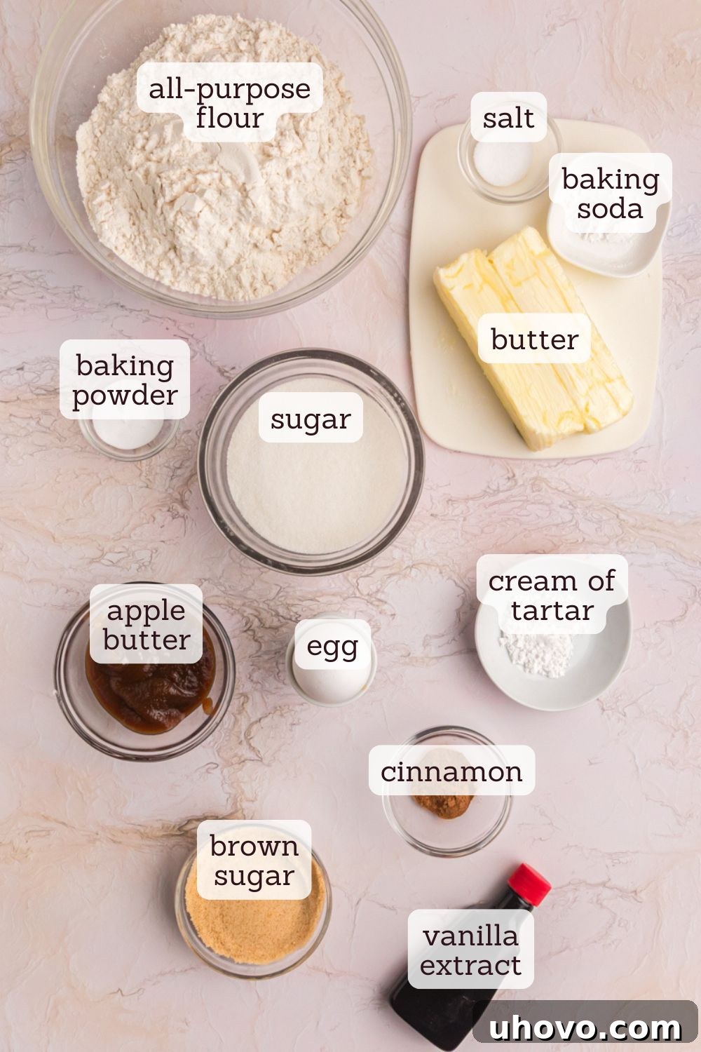 overhead view of ingredients for apple butter snickerdoodles