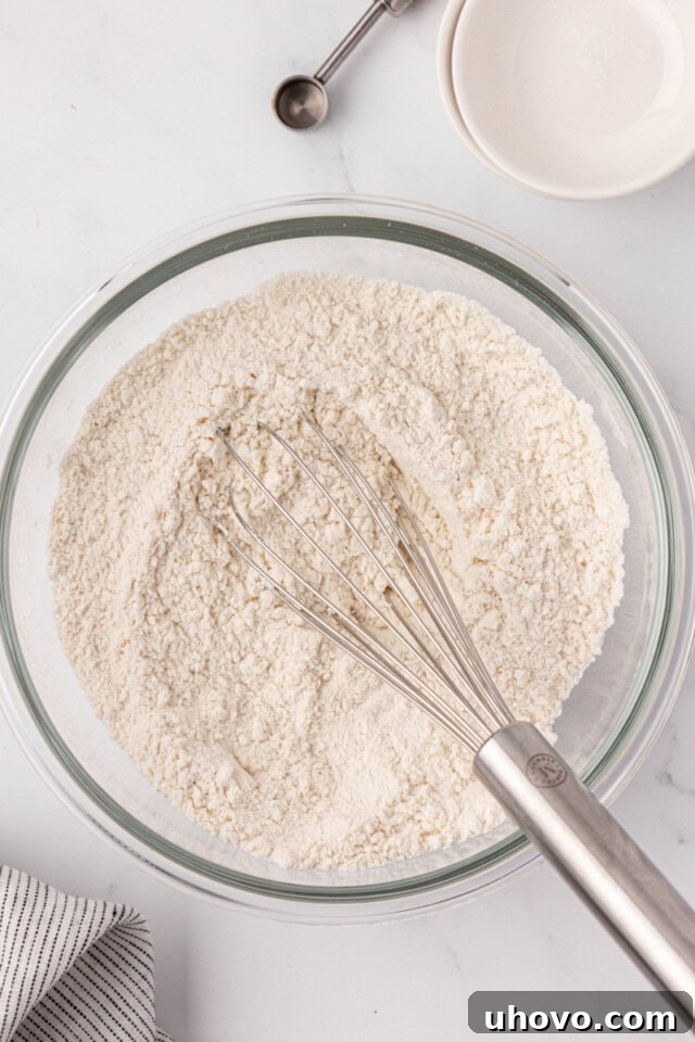 overhead view of combined dry ingredients for cookies and cream cupcakes