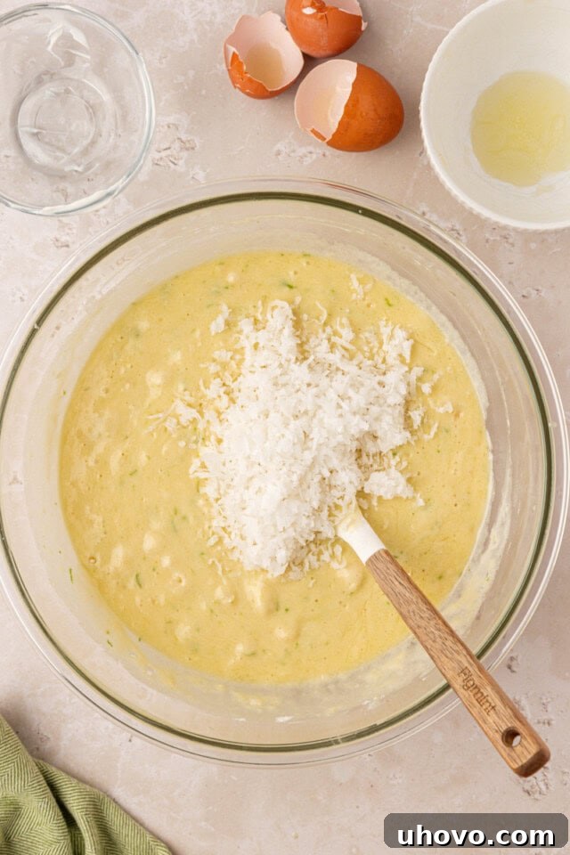 Coconut added to coconut lime cake batter
