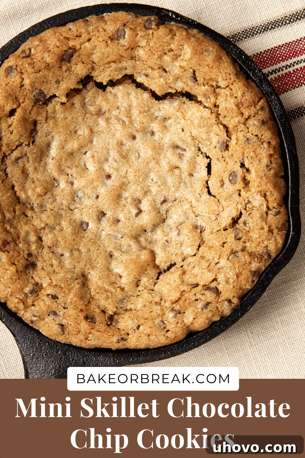 Decorative banner for Bake or Break featuring a mini skillet chocolate chip cookie.